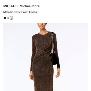 Michael Kors Shimmering Long Sleeve Dress - Black and Gold